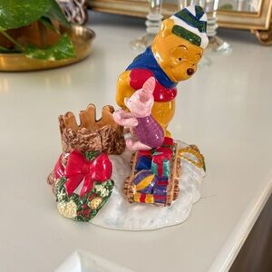 Disney 1997 Winnie the Pooh and Piglet ceramic candle holder